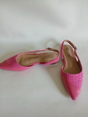 Journee Collection Hot Pink Pointed-Toe Slingback Flats Adjustable Strap Sz7M